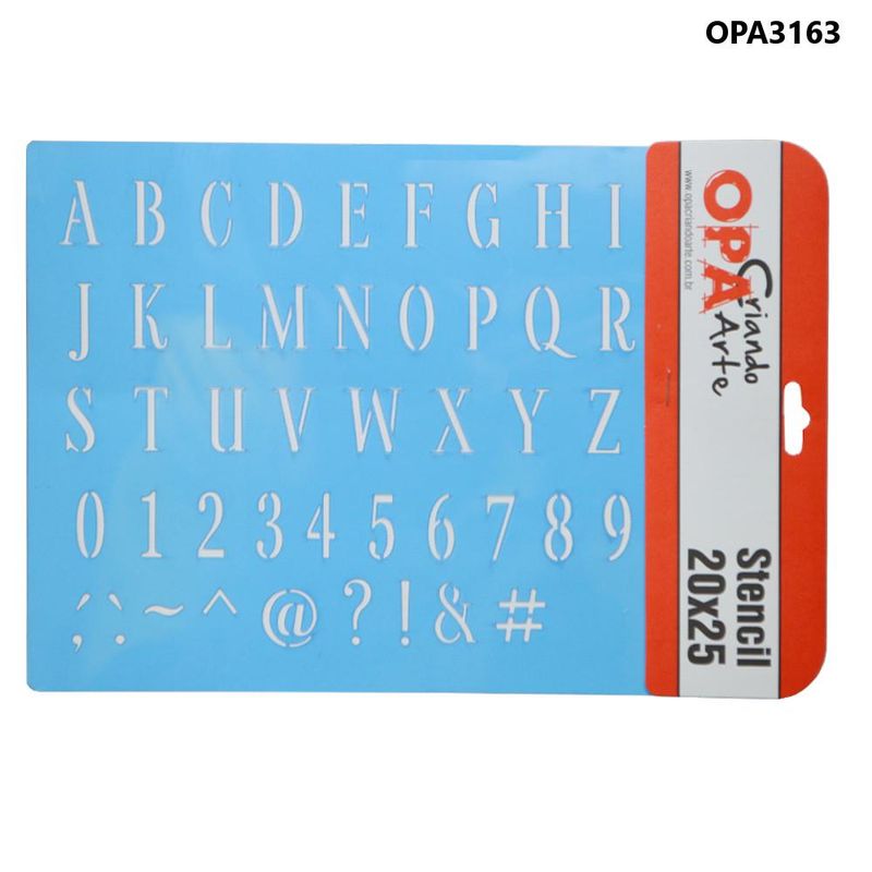 Stencil Simples de Acetato para Pintura 20x25cm Ref. OPA 3163 Alfabeto Maiúsculo Farmhouse 2.3cm OPA (01 unidade)