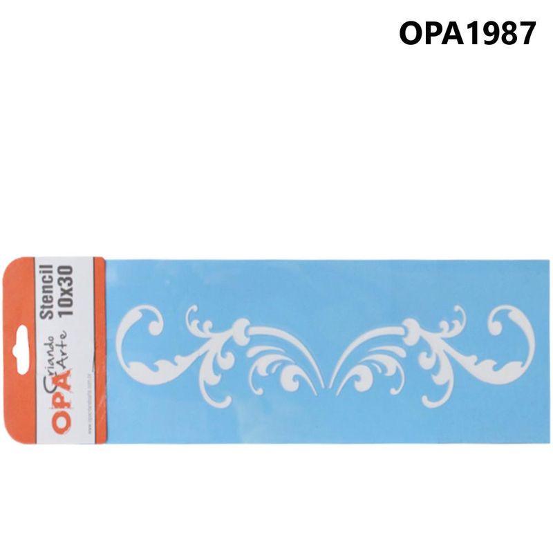 Stencil Simples de Acetato para Pintura 10x30cm Ref. OPA 1987 Arabesco Ornamento OPA (01 unidade)
