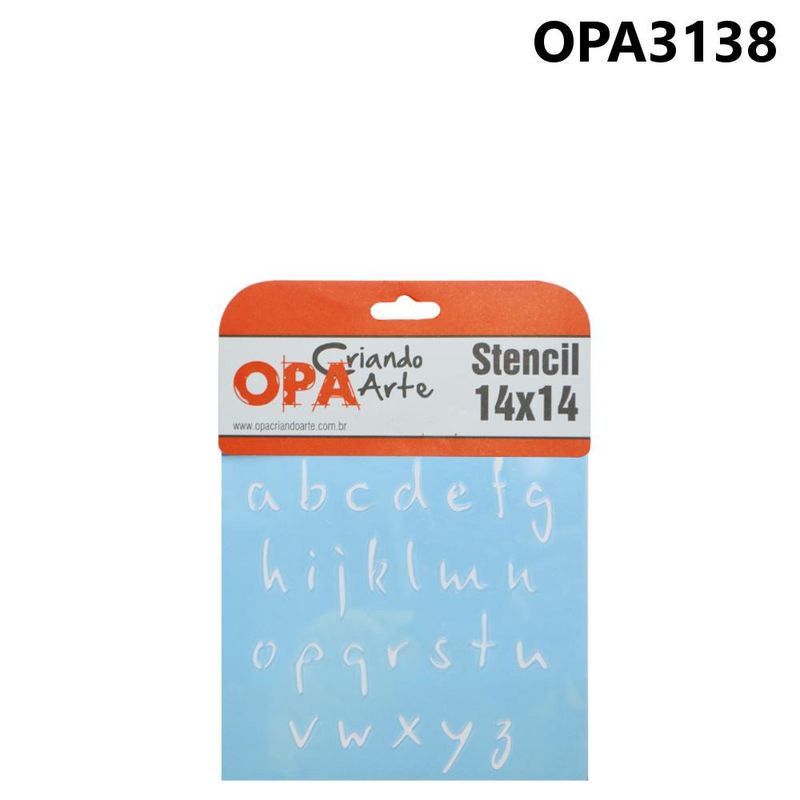 Stencil Simples de Acetato para Pintura 14x14cm Ref. OPA 3138 Alfabeto Micro Minúsculo 2cm OPA (01 unidade)