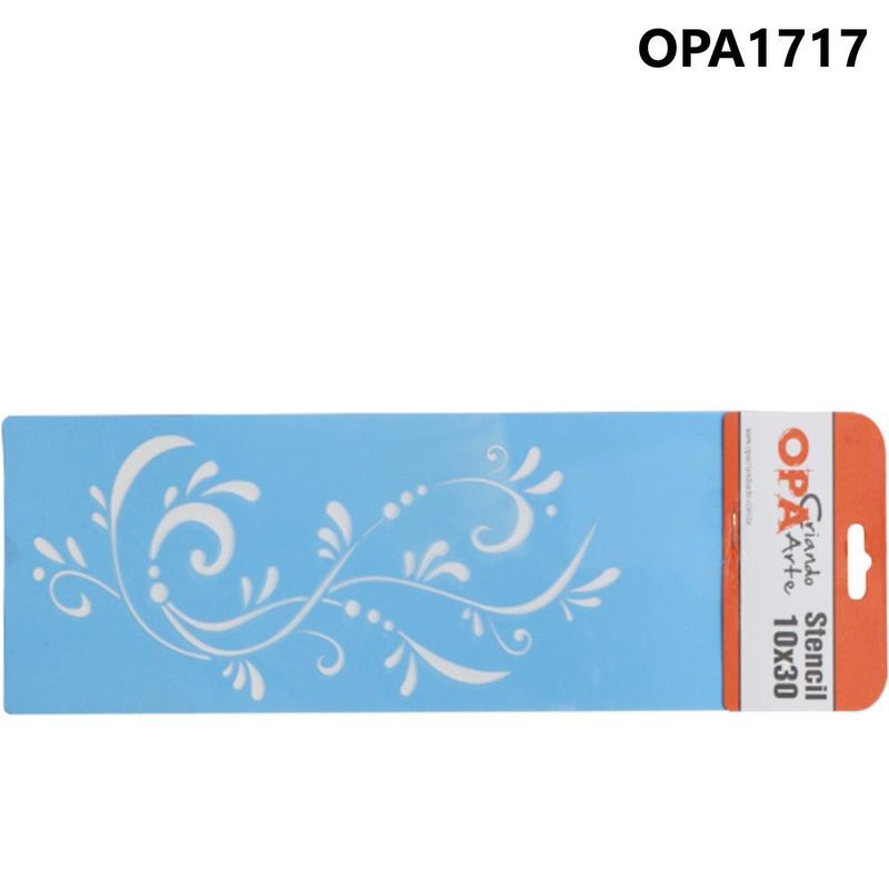 Stencil Simples de Acetato para Pintura 10x30cm Ref. OPA 1717 Arabesco Gotas OPA (01 unidade)