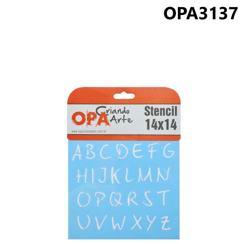 Stencil-Simples-de-Acetato-para-Pintura-14x14cm-Ref.-OPA-3137-Alfabeto-Micro-Maiusculo-2cm-OPA--01-unidade-