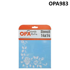 Stencil Simples de Acetato para Pintura 14x14cm Ref. OPA 983 Cantoneira Rosas OPA (01 unidade)