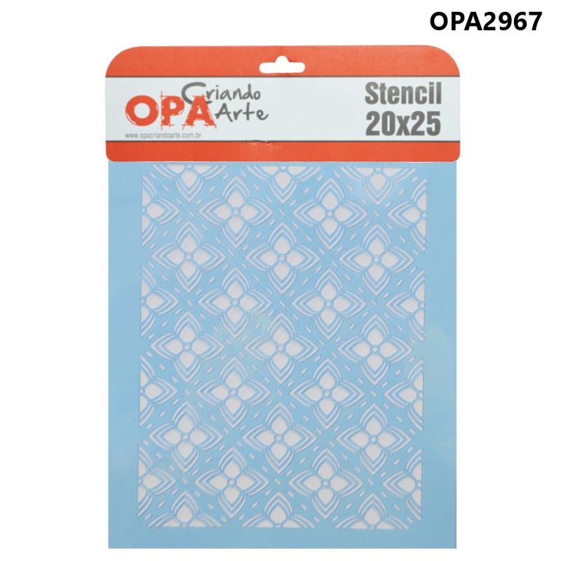Stencil Simples de Acetato para Pintura 20x25cm Ref. OPA 2967 Estamparia Flores 4 Pontas OPA (01 unidade)