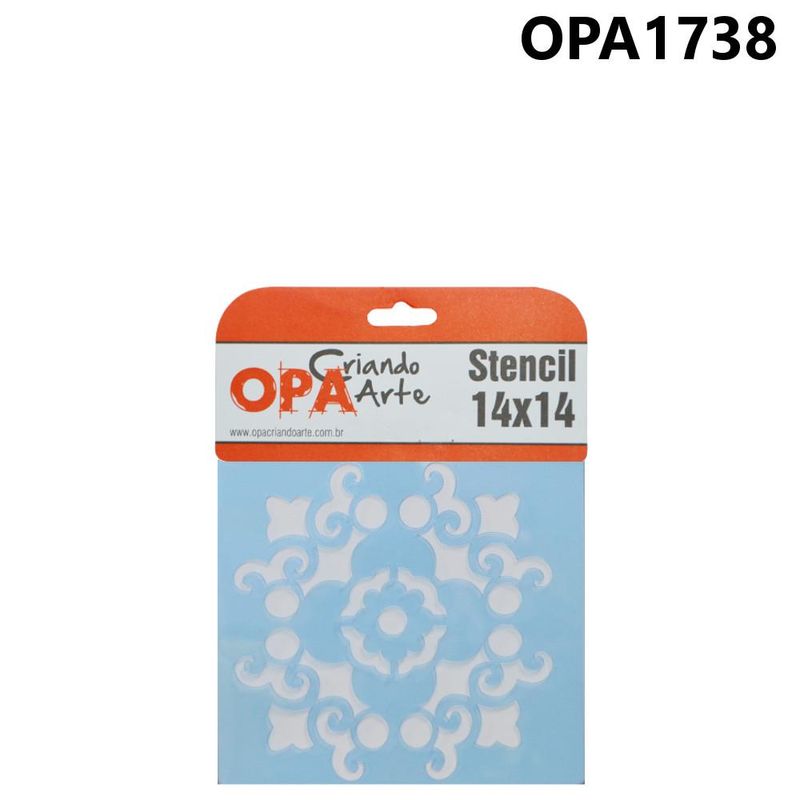 Stencil Simples de Acetato para Pintura 14x14cm Ref. OPA 1738 Mandala Arabesco OPA (01 unidade)