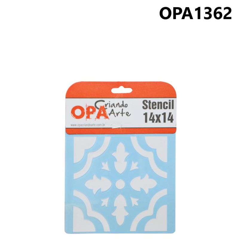 Stencil Simples de Acetato para Pintura 14x14cm Ref. OPA 1362 Ladrilho Coração OPA (01 unidade)
