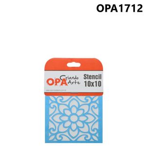 Stencil Simples de Acetato para Pintura 10x10cm Ref. OPA 1712 Ladrilho Flor OPA (01 unidade)