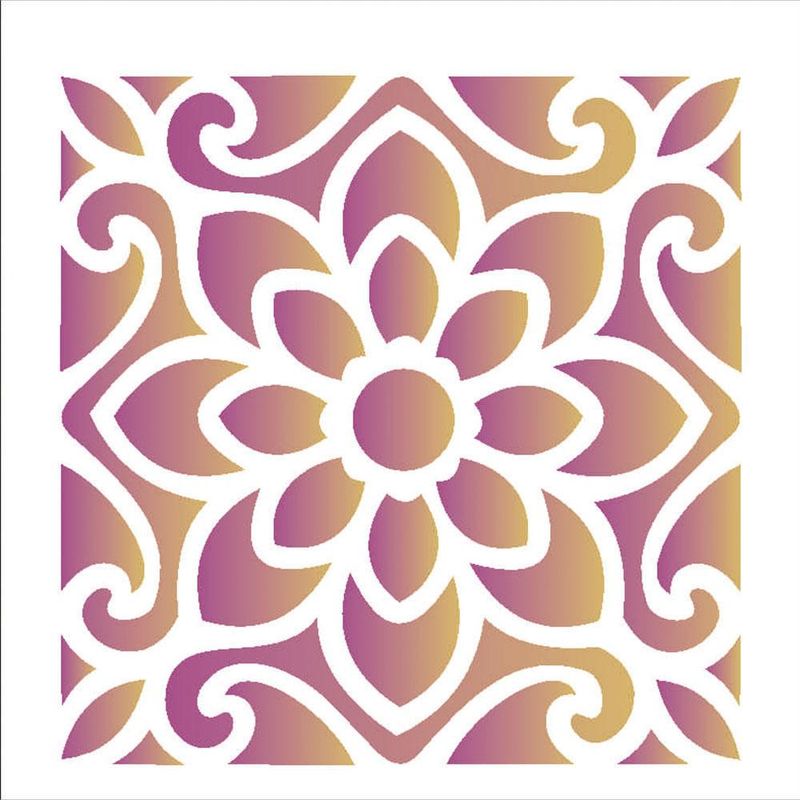 Stencil-Simples-de-Acetato-para-Pintura-10x10cm-Ref.-OPA-1712-Ladrilho-Flor-OPA--01-unidade-