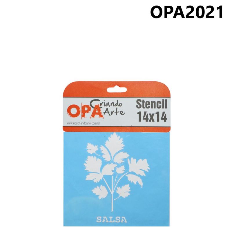 Stencil Simples de Acetato para Pintura 14x14cm Ref. OPA 2021 Tempero Salsa OPA (01 unidade)