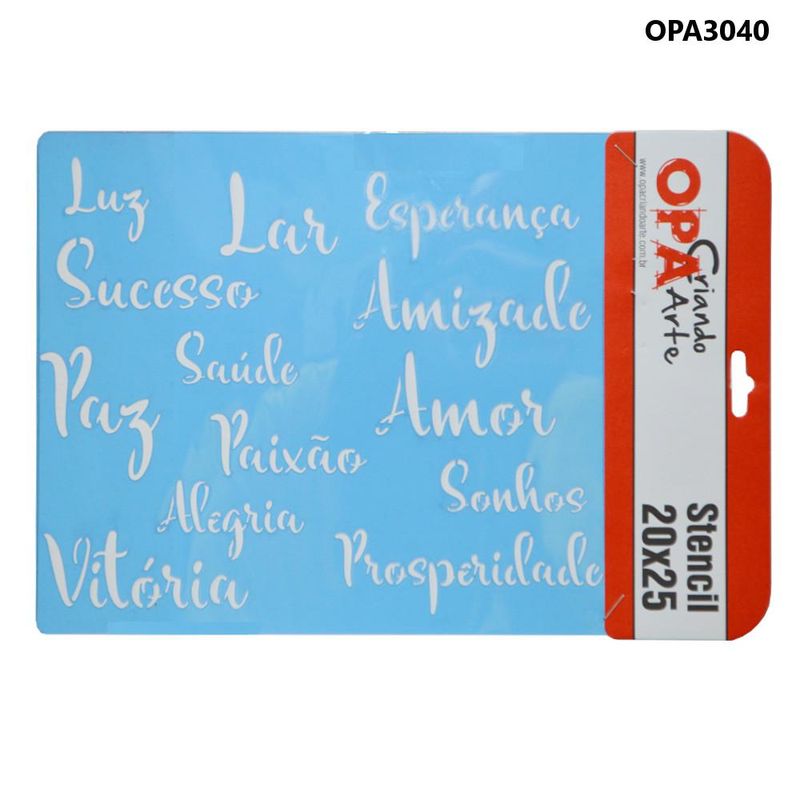 Stencil-Simples-de-Acetato-para-Pintura-20x25cm-Ref.-OPA-3040-Palavras-Lettering-II-OPA--01-unidade-