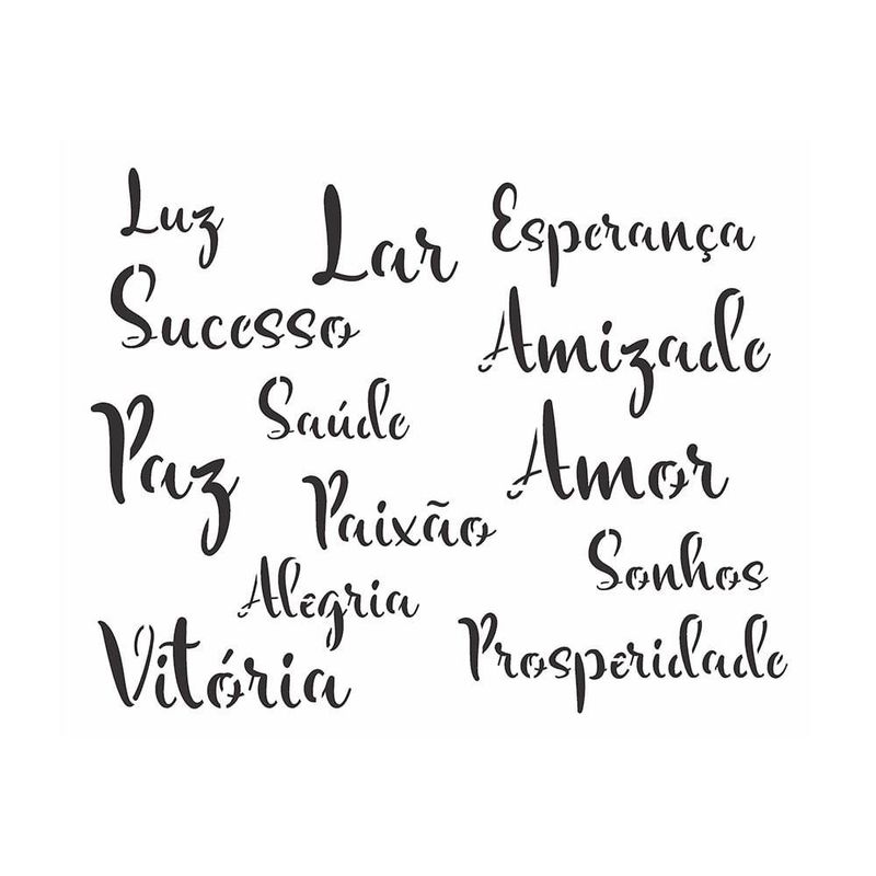 Stencil-Simples-de-Acetato-para-Pintura-20x25cm-Ref.-OPA-3040-Palavras-Lettering-II-OPA--01-unidade-
