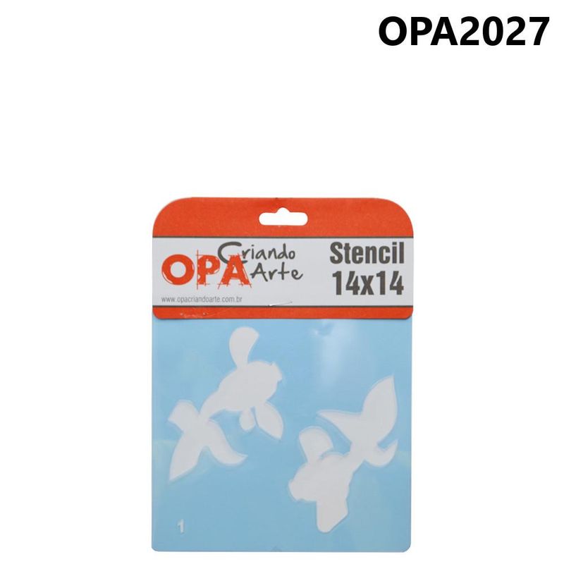 Stencil Duplo de Acetato para Pintura 14x14cm Ref. OPA 2027 Peixe II OPA (01 unidade)