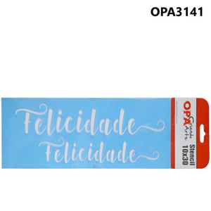 Stencil Simples de Acetato para Pintura 10x30cm Ref. OPA 3141 Palavras Lettering Felicidade OPA (01 unidade)
