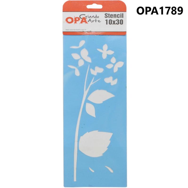 Stencil Simples de Acetato para Pintura 10x30cm Ref. OPA 1789 Flor Hortênsia OPA (01 unidade)