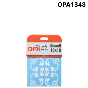 Stencil Simples de Acetato para Pintura 10x10cm Ref. OPA 1348 Ladrilho Folha OPA (01 unidade)