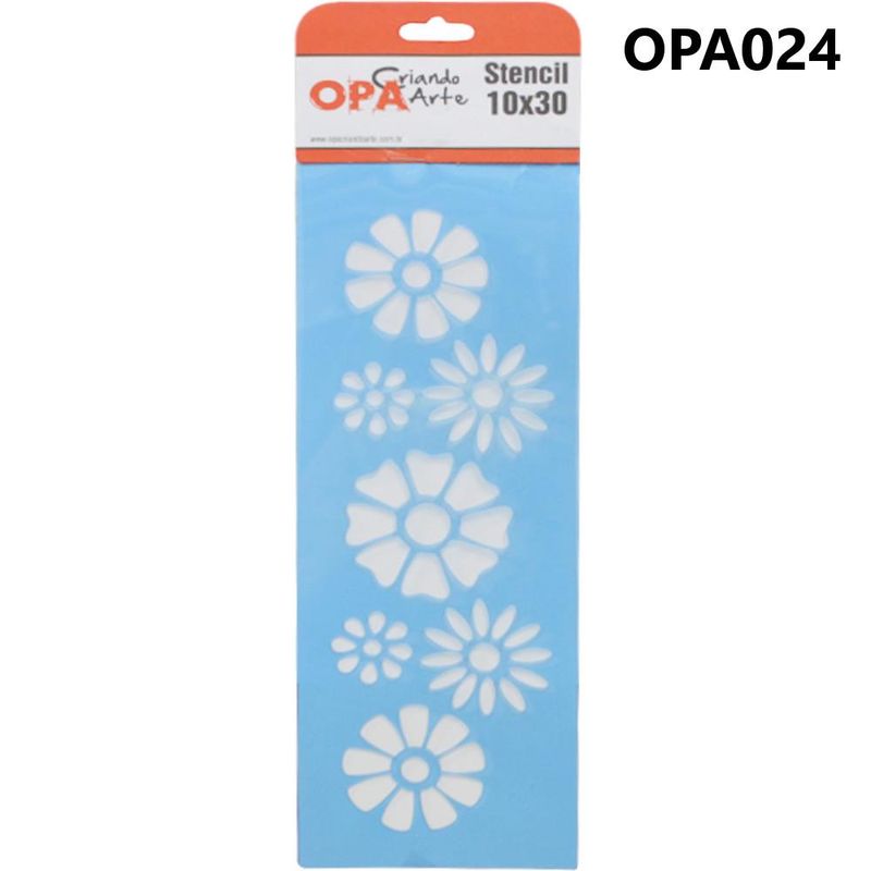 Stencil Simples de Acetato para Pintura 10x30cm Ref. OPA 024 Flores Margaridas I OPA (01 unidade)