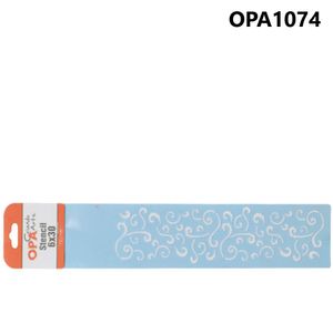 Stencil Simples de Acetato para Pintura 6x30cm Ref. OPA 1074 Arabesco Folhas I OPA (01 unidade)