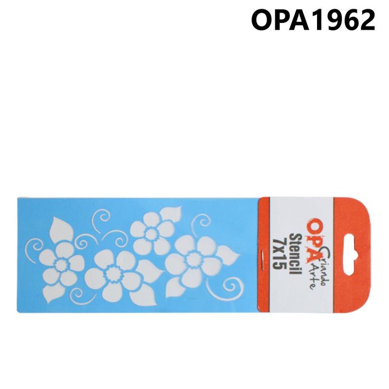 Stencil-Simples-de-Acetato-para-Pintura-7x15cm-Ref.-OPA-1962-Flores-Arabesco-OPA--01-unidade-