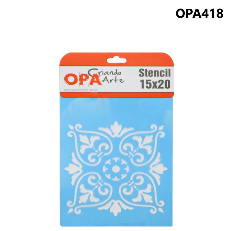 Stencil Simples de Acetato para Pintura 15x20cm Ref. OPA 418 Arabesco Português OPA (01 unidade)