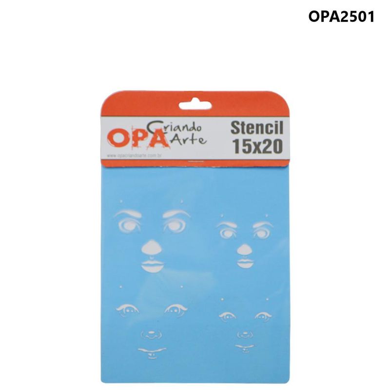 Stencil Simples de Acetato para Pintura 15x20cm Ref. OPA 2501 Rosto de Boneca II OPA (01 unidade)