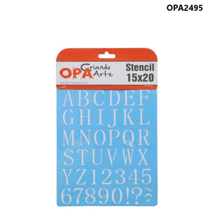 Stencil Simples de Acetato para Pintura 15x20cm Ref. OPA 2495 Alfabeto Reto Maiúsculo OPA (01 unidade)
