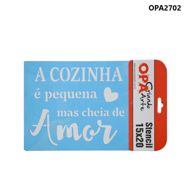 Stencil-Simples-de-Acetato-para-Pintura-15x20cm-Ref.-OPA-2702-Frase-A-Cozinha-e-pequena-OPA--01-unidade-