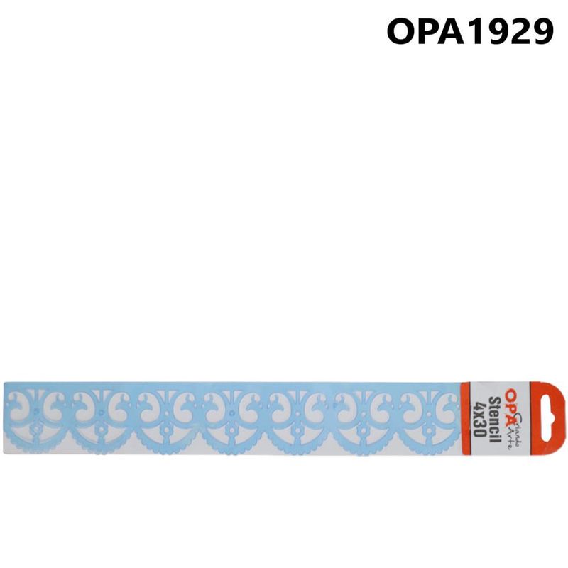 Stencil Simples de Acetato para Pintura 4x30cm Ref. OPA 1929 Renda Arabesco Flor OPA (01 unidade)