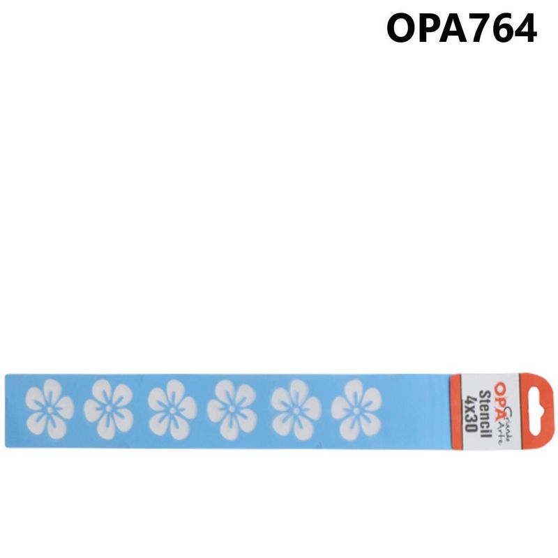 Stencil Simples de Acetato para Pintura 4x30cm Ref. OPA 764 Flores Teen OPA (01 unidade)