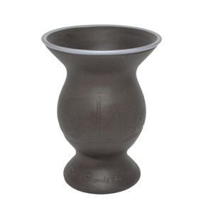 Cuia de Cerâmica Com Baixo-Relevo Cor Grafite com Borda Prata "Rio Grande do Sul" 350ml Ref.: 185644