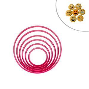 Jogo de Cortadores de Plástico Círculo Rosa Ref.: GMEZN 1006 Prime Chef (6 peças)