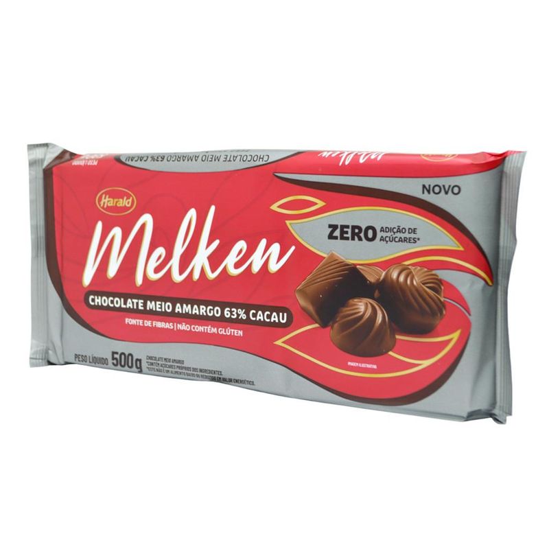 Chocolate em Barra Meio Amargo Melken Zero Açúcar Harald (500g)