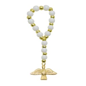 Dezena com Contas Brancas e Douradas Ref. 319 (10UND)