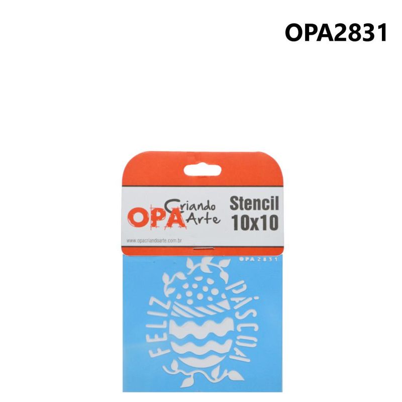 Stencil Simples de Acetato para Pintura 10x10cm Ref. OPA 2831 Ovo Feliz Páscoa I OPA (01 unidade)