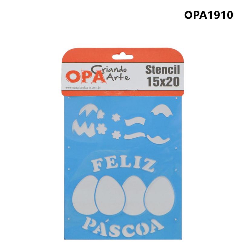 Stencil Simples de Acetato para Pintura 15x20cm Ref. OPA 1910 Feliz Páscoa OPA (01 unidade)