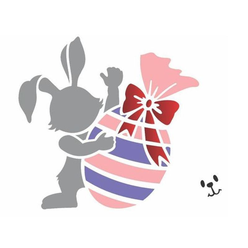 Stencil Simples de Acetato para Pintura 15x20cm Ref. OPA 1907 Coelho com Ovo OPA (01 unidade)