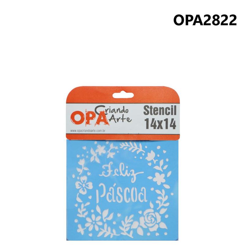 Stencil Simples de Acetato para Pintura 14x14cm Ref. OPA 2822 Feliz Páscoa I OPA (01 unidade)