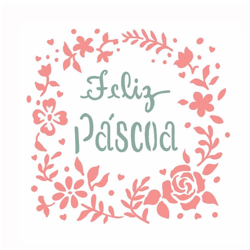 Stencil Simples de Acetato para Pintura 14x14cm Ref. OPA 2822 Feliz Páscoa I OPA (01 unidade)
