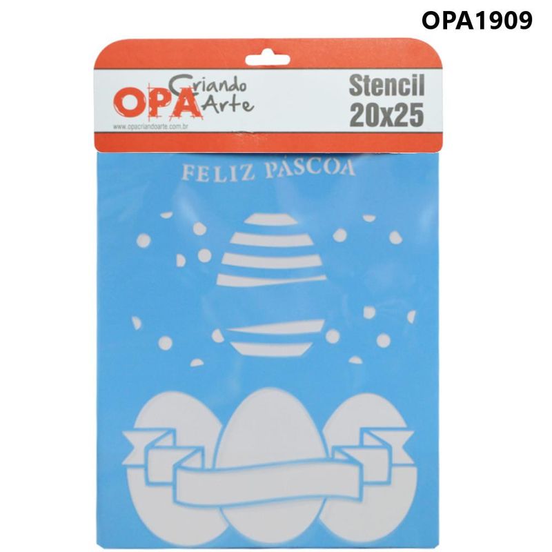 Stencil Simples de Acetato para Pintura 20x25cm Ref. OPA 1909 Ovos OPA (01 unidade)