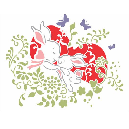 Stencil Simples de Acetato para Pintura 20x25cm Ref. OPA 2825 Mãe e Filho Coelhos I OPA (01 unidade)