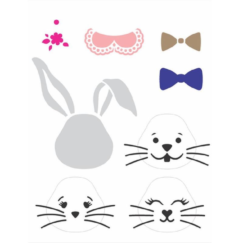 Stencil Simples de Acetato para Pintura 20x25cm Ref. OPA 2828 Rostos Coelhos I OPA (01 unidade)