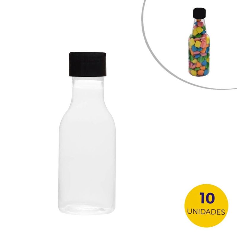 Garrafinha 50ml Com Tampa Preta Mirandinha Miniaturas (10 unidades)