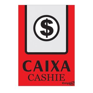 Placa Caixa 20x15cm Português/Inglês Vermelha Emplac (1 unidade)