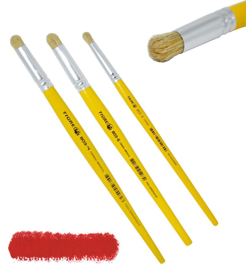 Pincel Artístico Redondo Pituá Cerdas Naturais Ref. 803 Tigre (01 unidade)-Nº-06