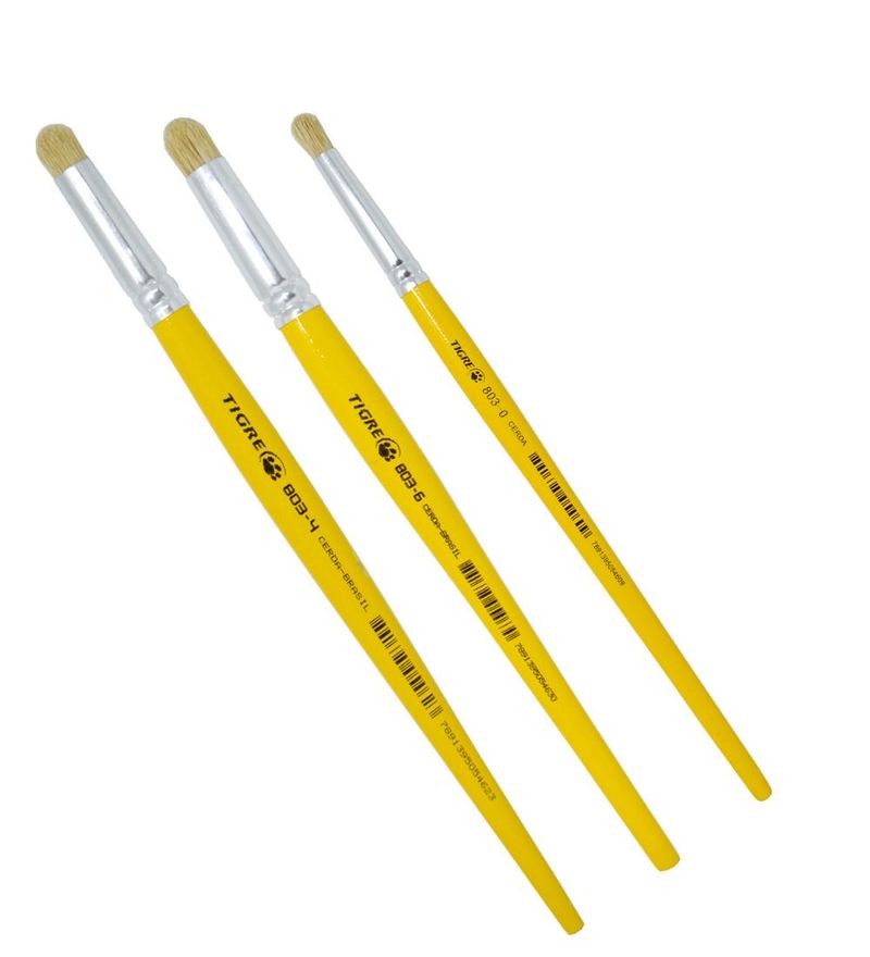 Pincel Artístico Redondo Pituá Cerdas Naturais Ref. 803 Tigre (01 unidade)-Nº-06