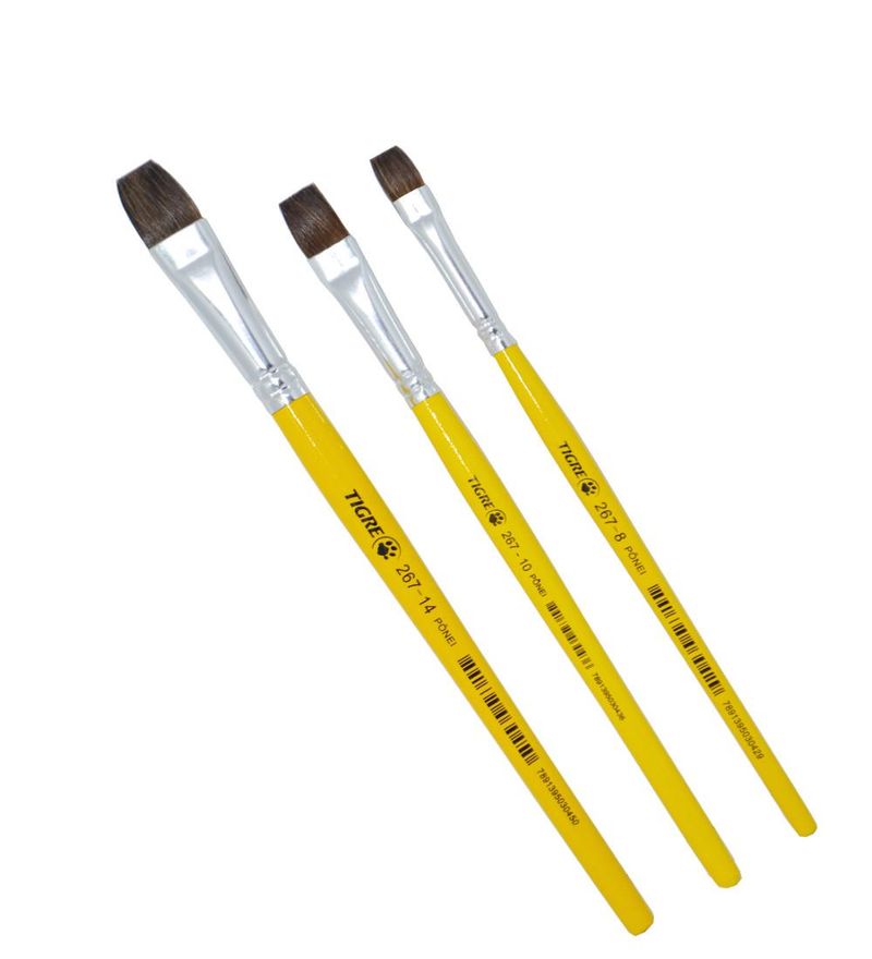 Pincel-Artistico-Chato-Cerdas-Pelo-de-Ponei-Ref.-267-Tigre--01-unidade--Nº-08