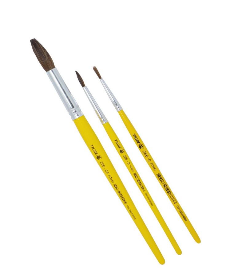 Pincel-Artistico-Redondo-Cerdas-Pelo-de-Ponei-Ref.-266-Tigre--01-unidade--Nº-0