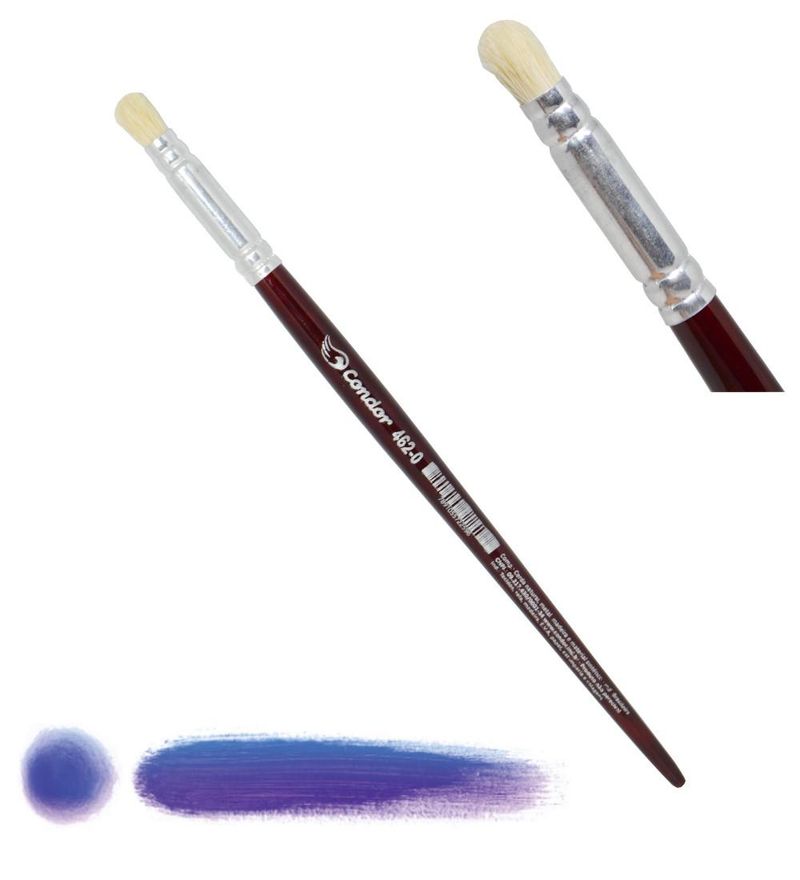 Pincel Artístico Redondo Pituá Cerdas Alvejadas Naturais Ref. 462 Condor (01 unidade)-Nº-0