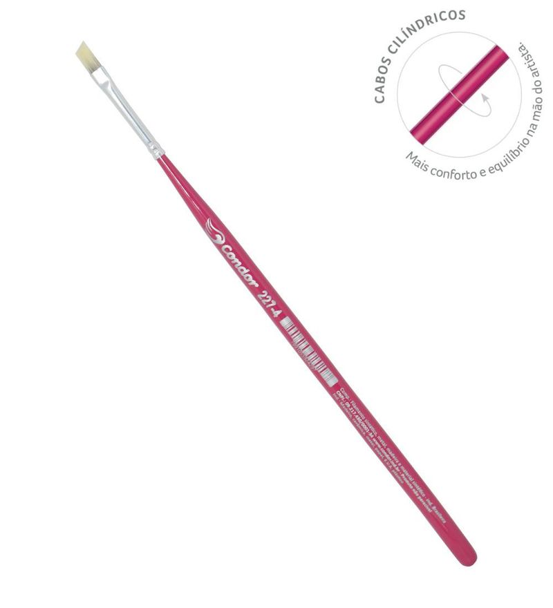 Pincel Artístico Chanfrado Ponta Filamento Sintético Toray Gris Ref. 227 Condor (01 unidade)-Nº-04