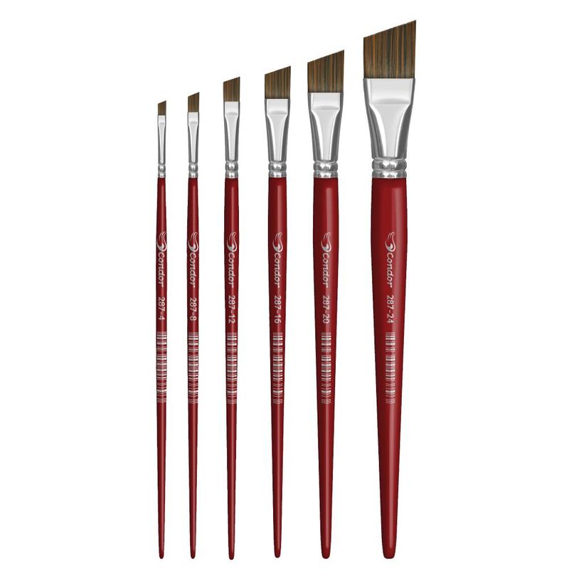 Pincel Artístico Chanfrado Ponta Filamento Sintético Suave Ref. 287 Condor (01 unidade)-Nº-08