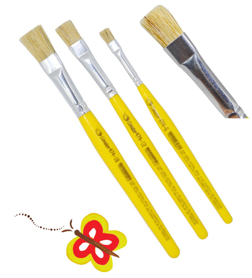 Pincel Escolar Chato Ponta Cerda Natural Ref. 474 Condor - Irmãos