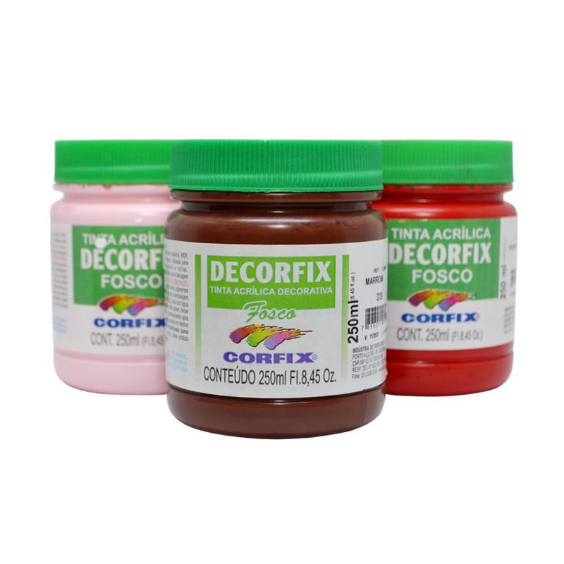 Tinta Acrílica Decorfix Fosco 250ml Corfix (01 unidade)-313-vermelho-fogo